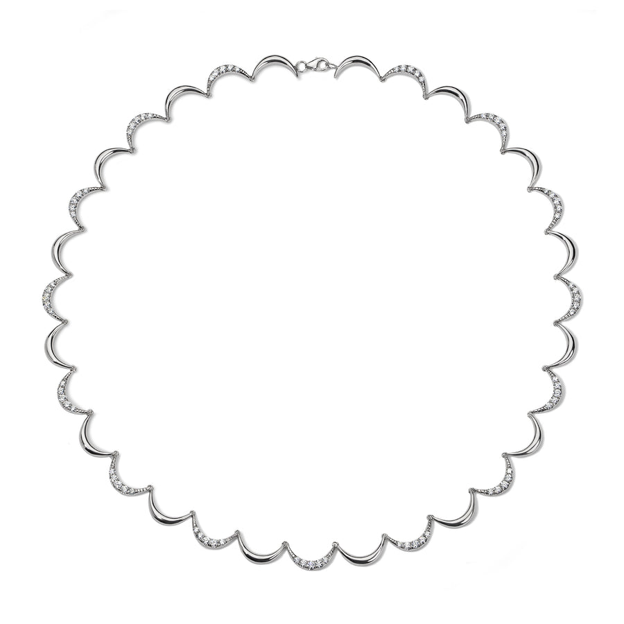 Crescent Gold Diamond Collar Necklace