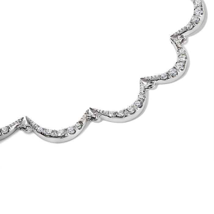 Crescent Diamond Bracelet, White Gold