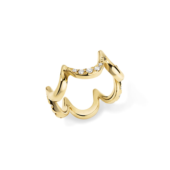 Crescent Diamond Ring, Yellow Gold