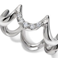Crescent Diamond Ring, White Gold