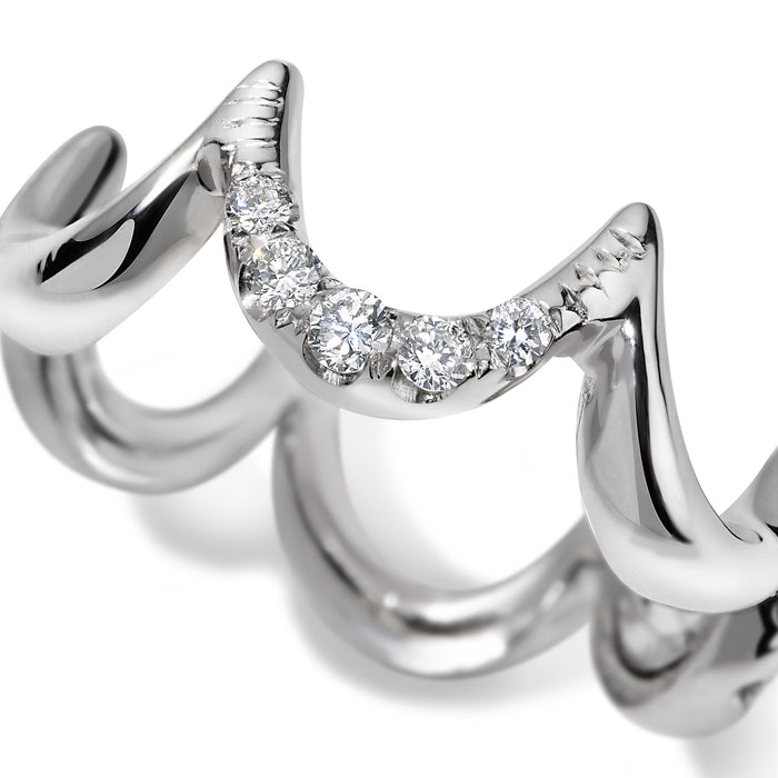 Crescent Diamond Ring, White Gold