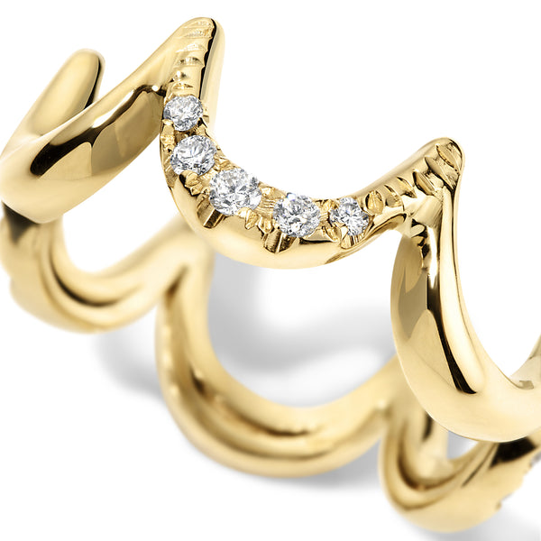 Crescent Gold Diamond Ring