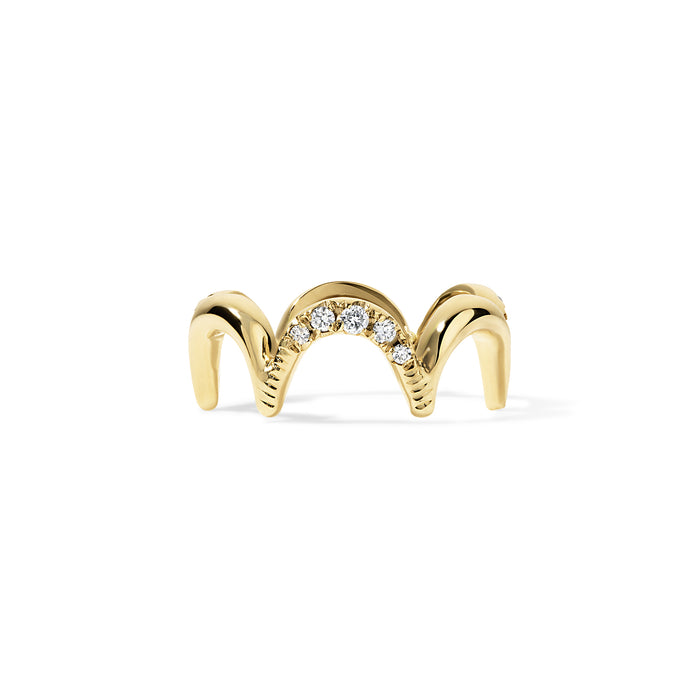 Crescent Diamond Ring, Yellow Gold