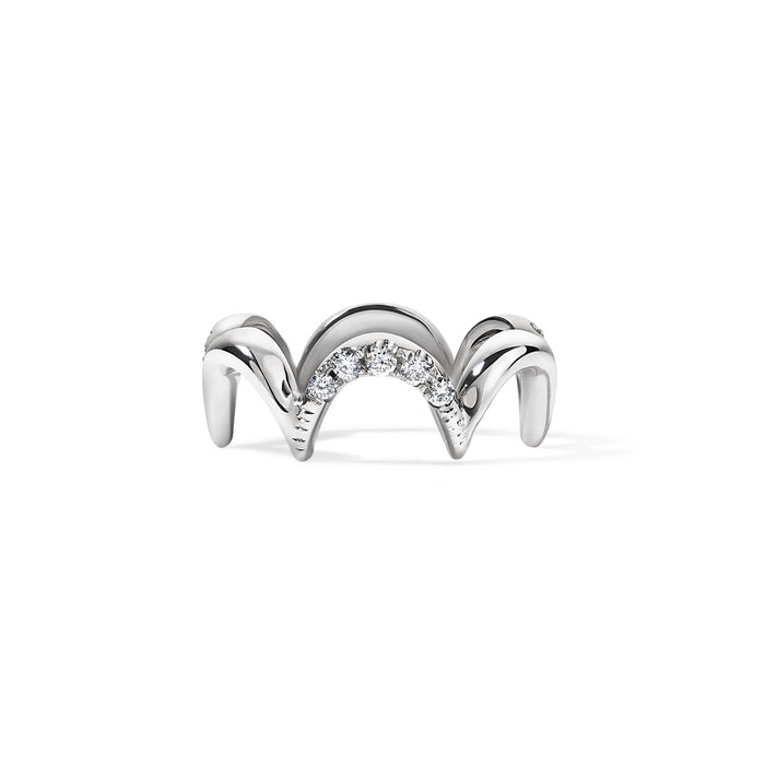 Crescent Diamond Ring, White Gold