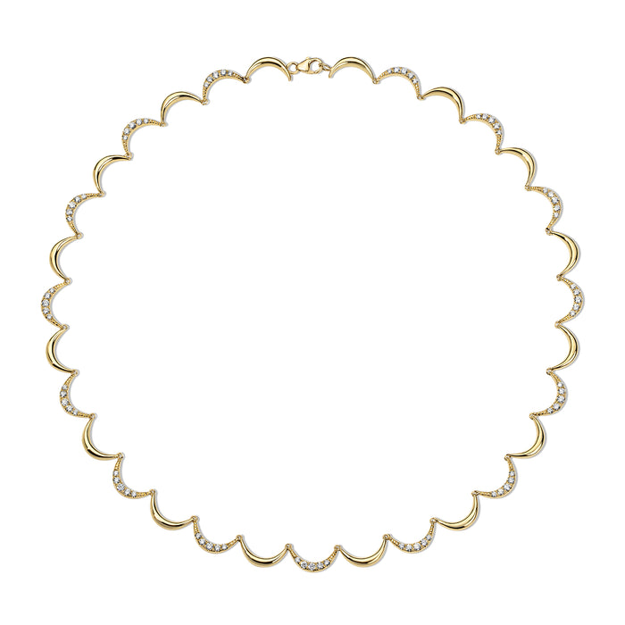 Crescent Diamond Collar Necklace, Yellow Gold