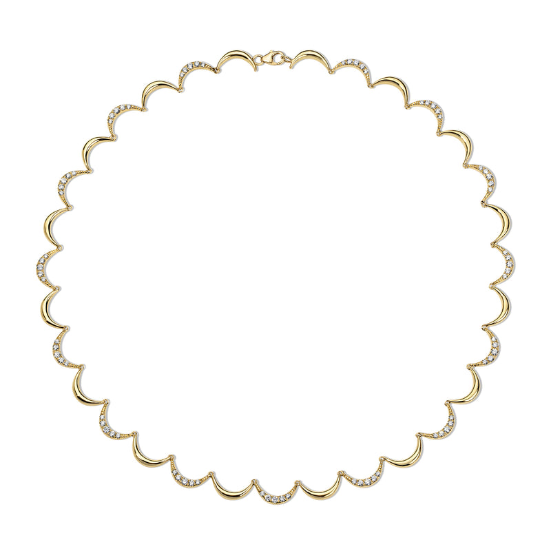 Crescent Gold Diamond Collar Necklace