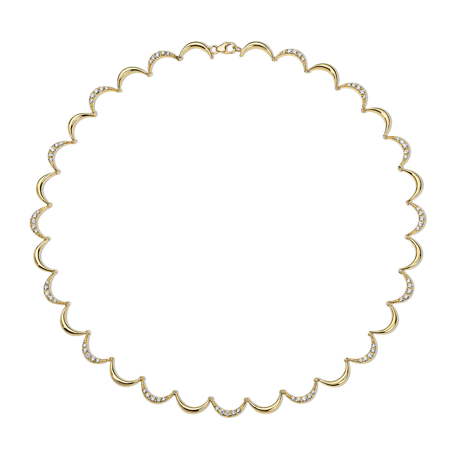 Crescent Gold Diamond Collar Necklace