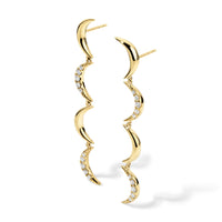 Crescent Diamond Drop Earrings, Yellow Gold