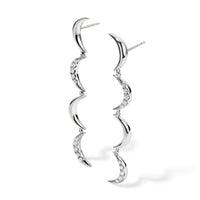 Crescent Diamond Drop Earrings, White Gold