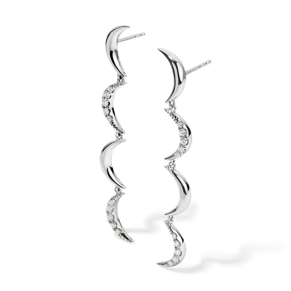 Crescent Gold Diamond Drop Earrings