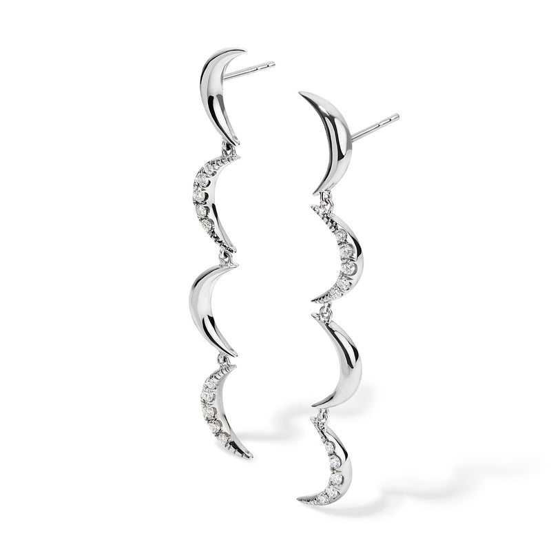 Crescent Gold Diamond Drop Earrings