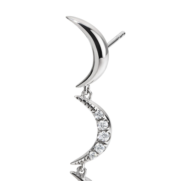 Crescent Gold Diamond Drop Earrings