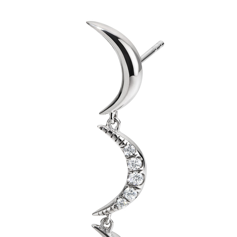 Crescent Gold Diamond Drop Earrings