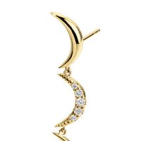 Crescent Diamond Drop Earrings, Yellow Gold