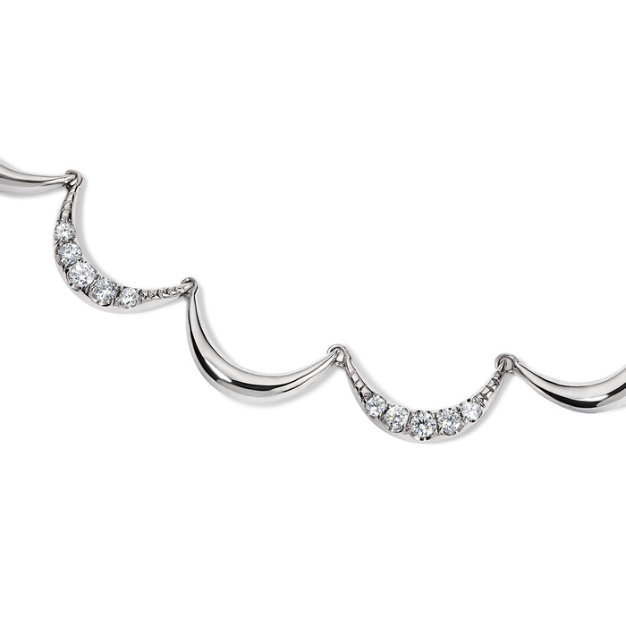 Crescent Diamond Collar Necklace, White Gold