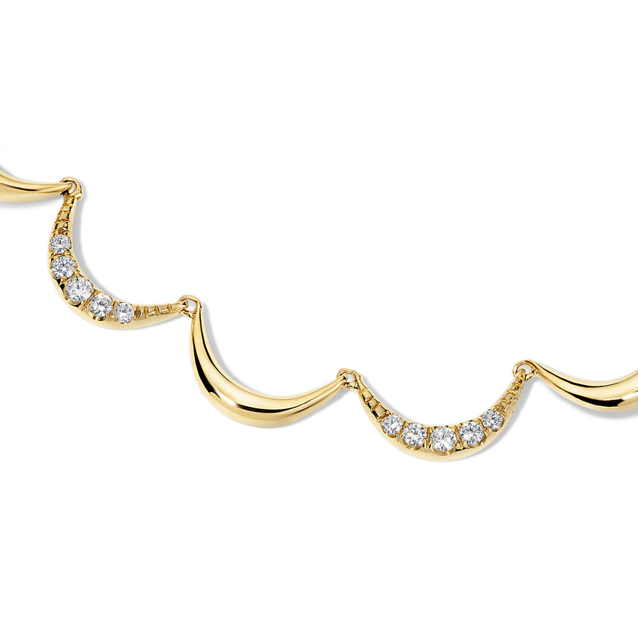Crescent Gold Diamond Collar Necklace