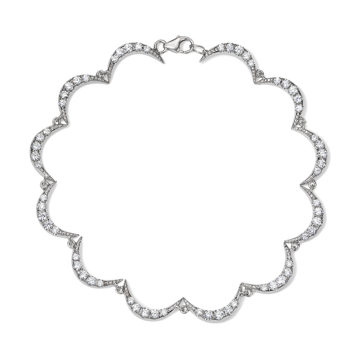 Crescent Diamond Bracelet, White Gold