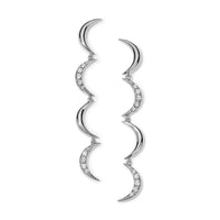 Crescent Diamond Drop Earrings, White Gold