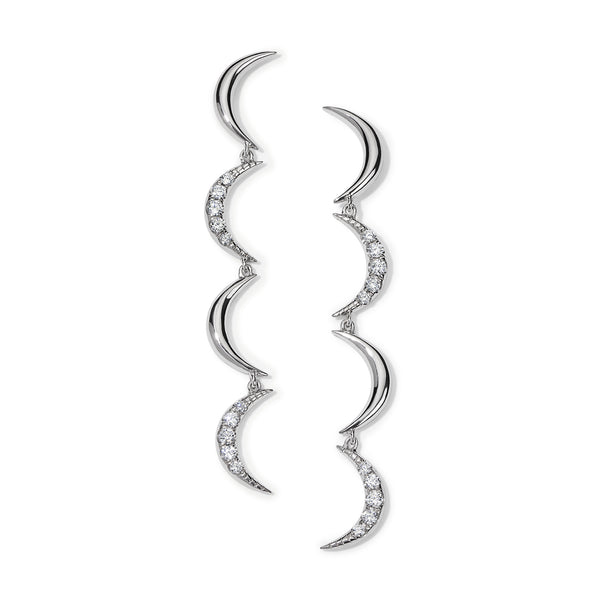 Crescent Gold Diamond Drop Earrings