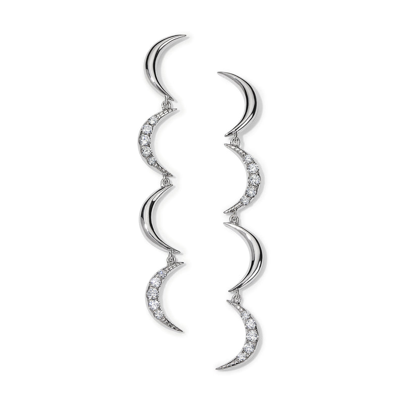 Crescent Gold Diamond Drop Earrings