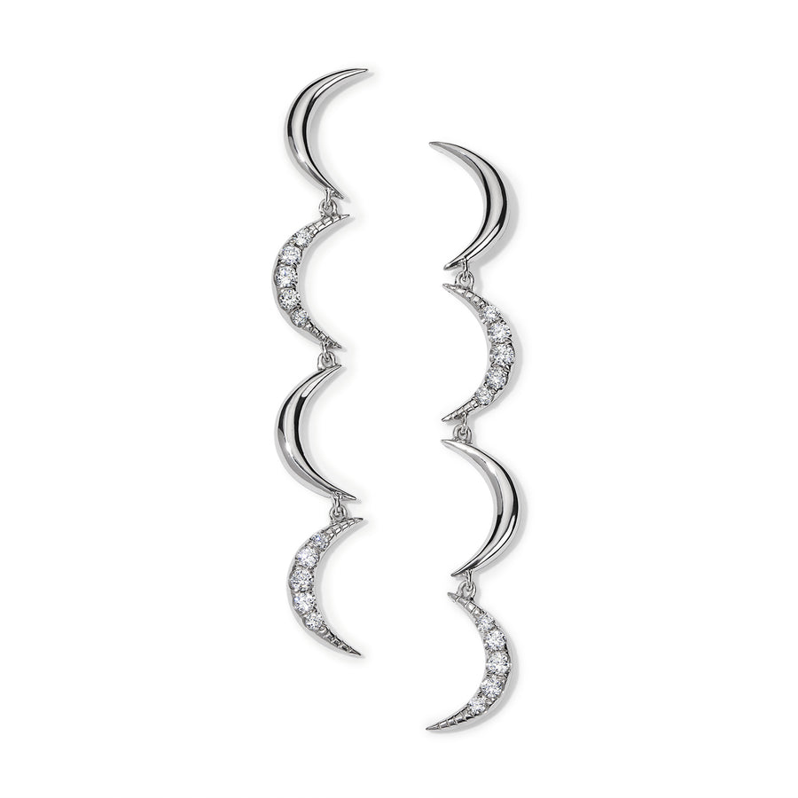Crescent Gold Diamond Drop Earrings