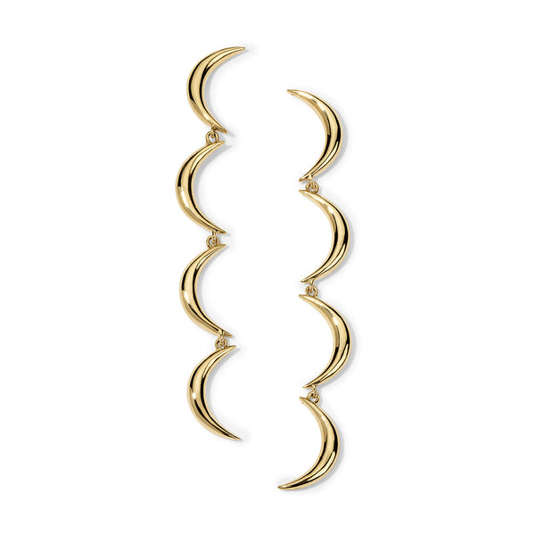 Crescent Gold Drop Earrings