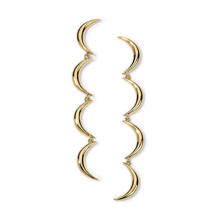 Crescent Drop Earrings, Yellow Gold