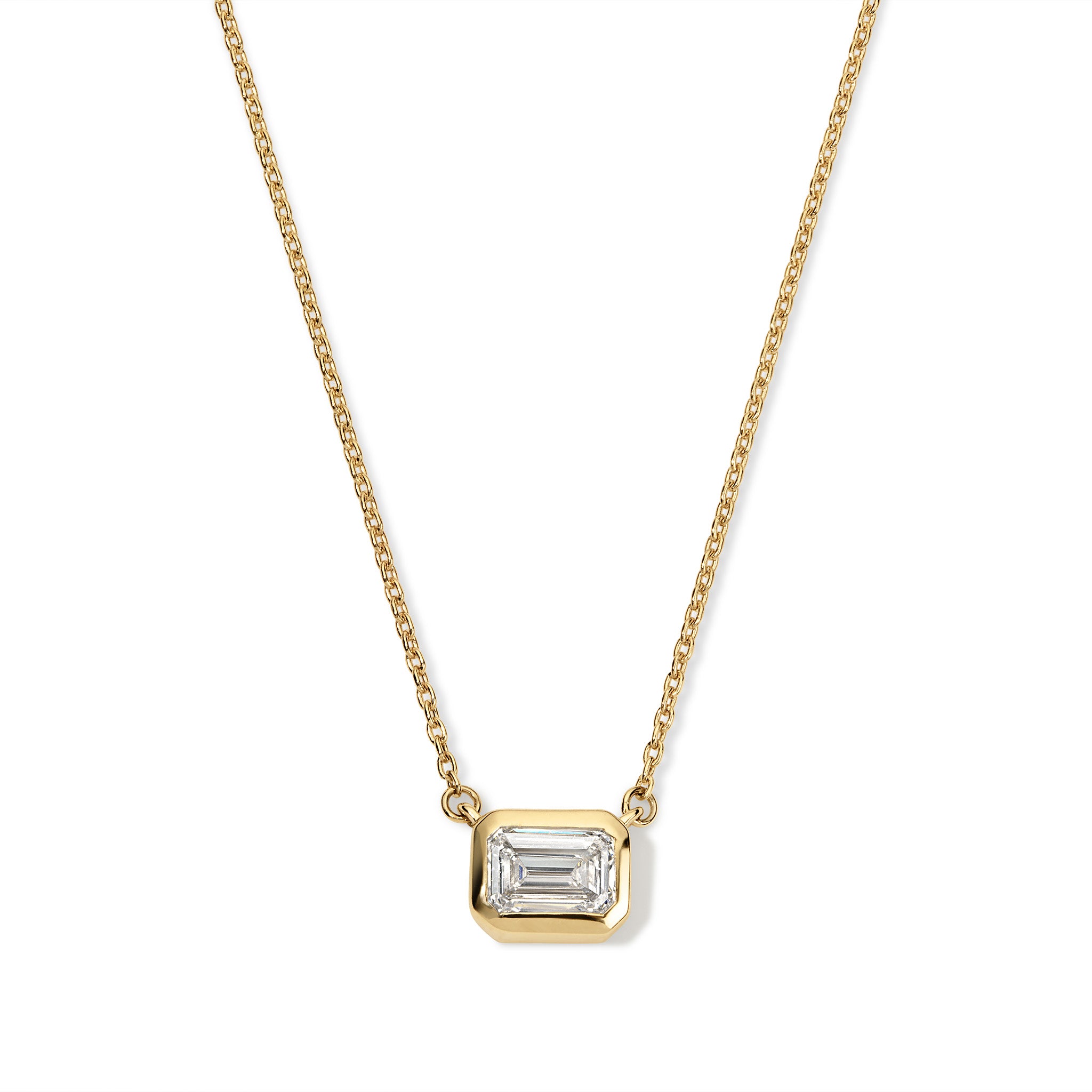 Emerald cut Diamond Bezel Pendant