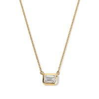 Emerald cut Diamond Bezel Pendant