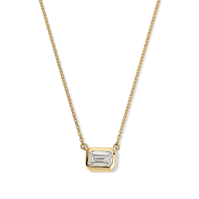 Emerald cut Diamond Bezel Pendant