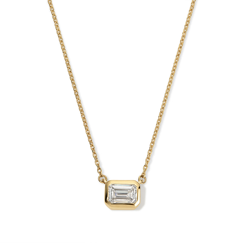 Emerald cut Diamond Bezel Pendant