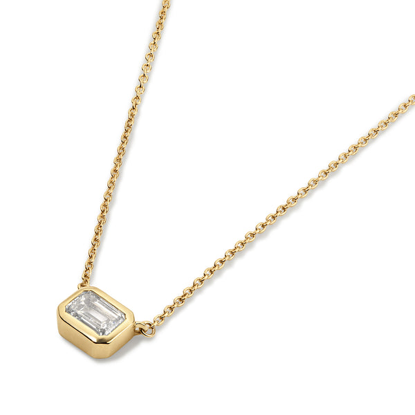 Emerald cut Diamond Bezel Pendant