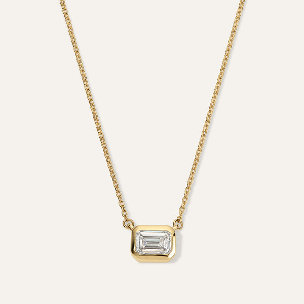 Emerald cut Diamond Bezel Pendant