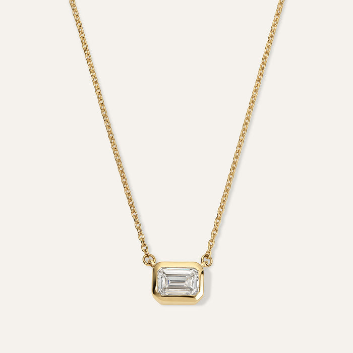 Emerald cut Diamond Bezel Pendant_3