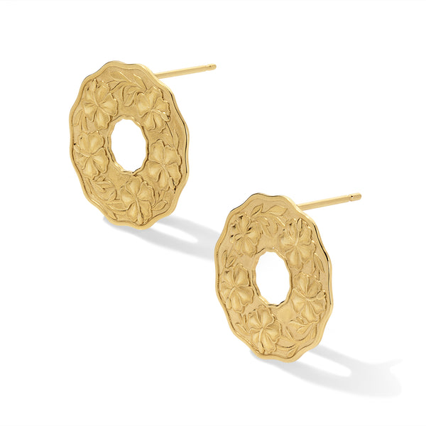 Sabra Coin Gold Stud Earrings