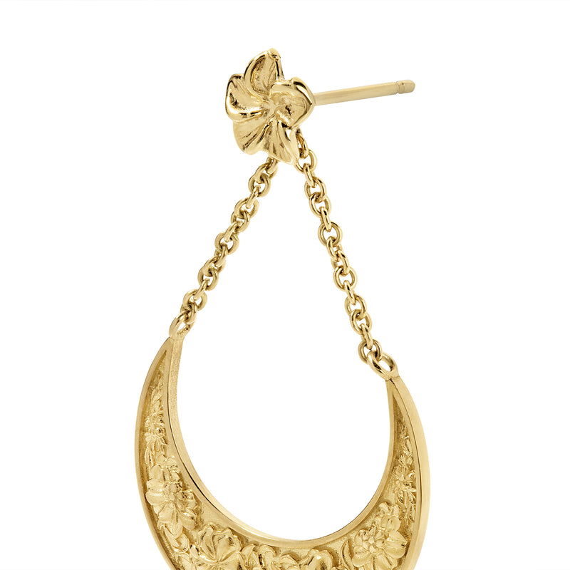 Sabra Hibiscus Gold Drop Earrings