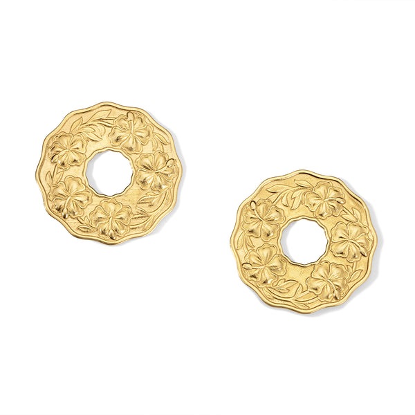 Sabra Coin Gold Stud Earrings