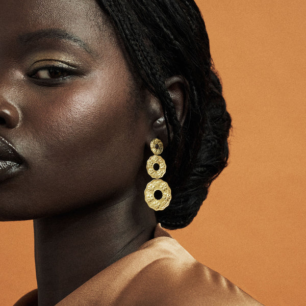 Sabra Coin Drop Gold Earrings