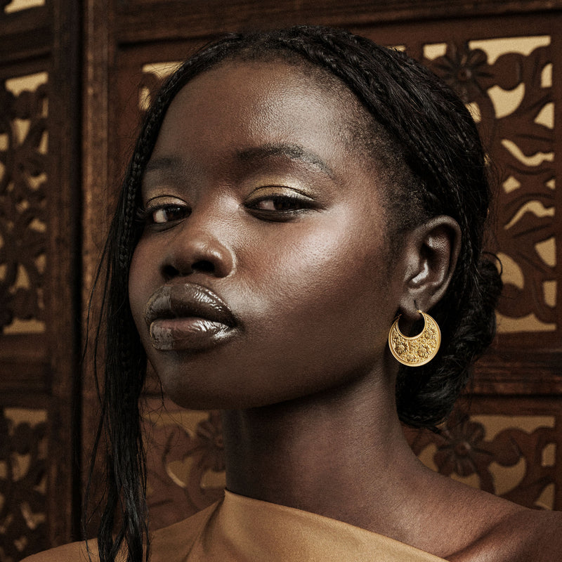 Sabra Qamar Gold Boba Hoop Earrings