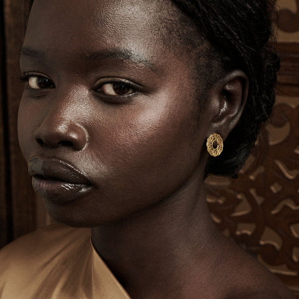 Sabra Coin Gold Stud Earrings