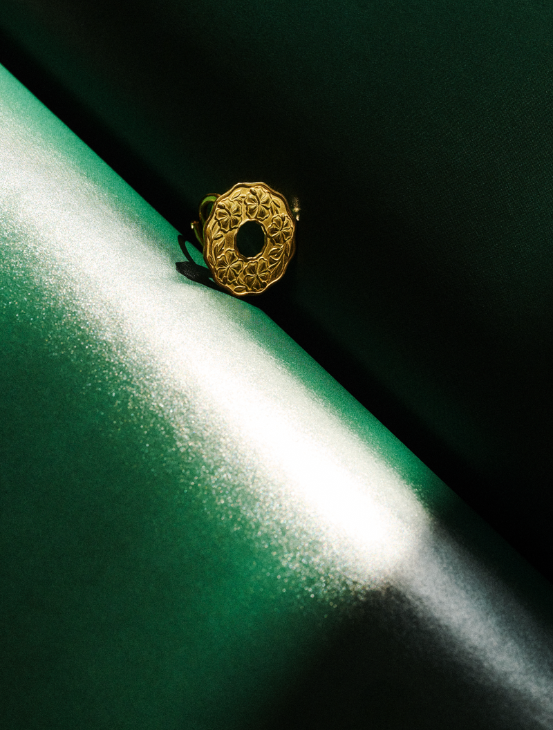 Sabra Coin Gold Stud Earrings