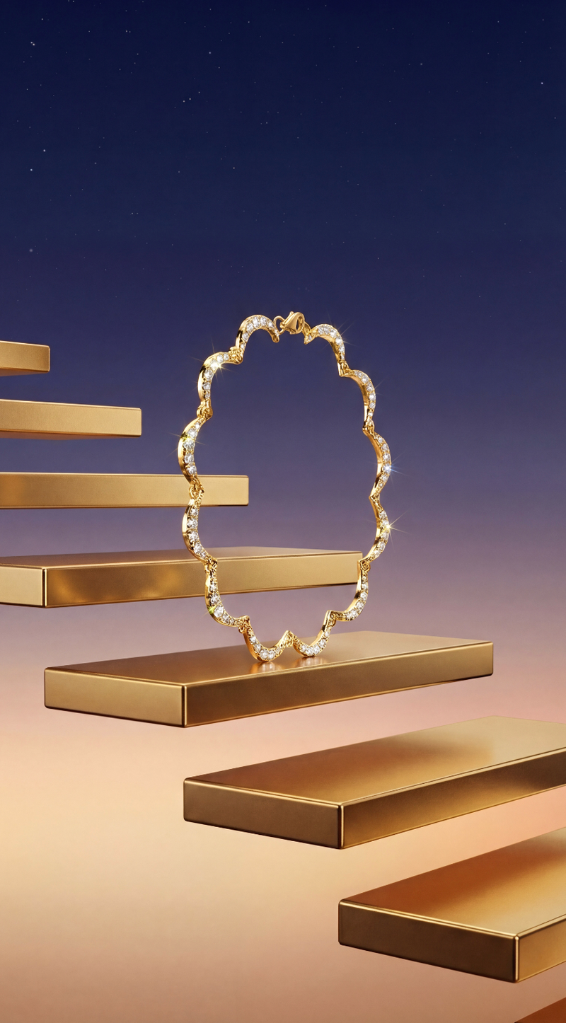 Crescent Gold Diamond Bracelet