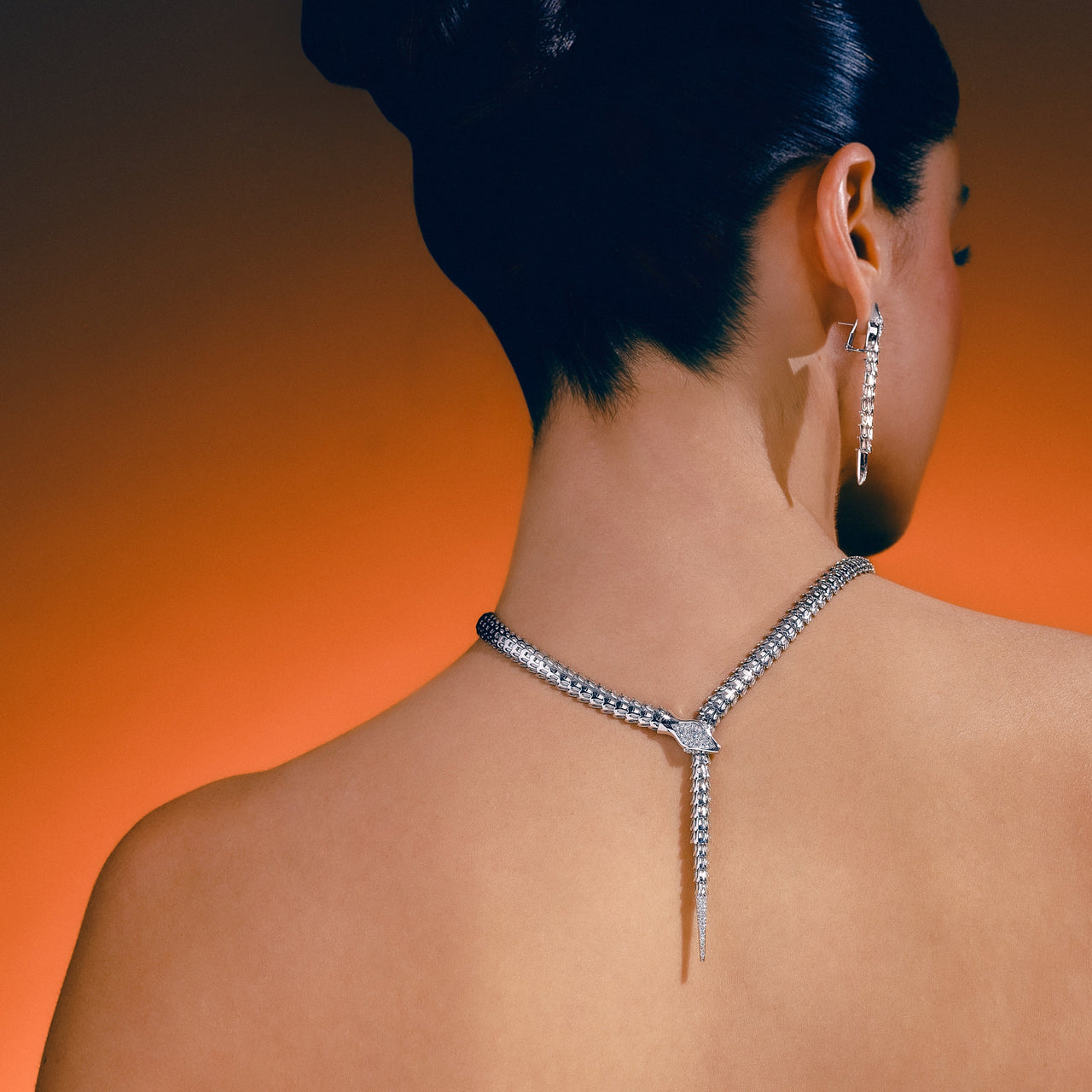 Yilan Diamond Pavé White Agate, White Gold, Wrap Necklace