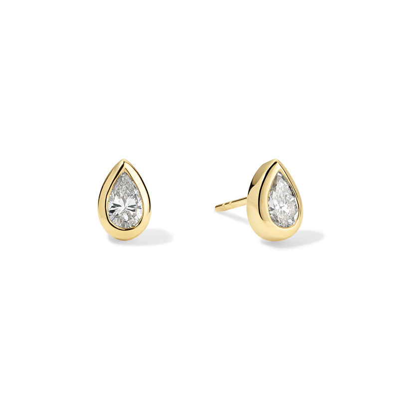Pear Diamond Bezel Stud Earrings