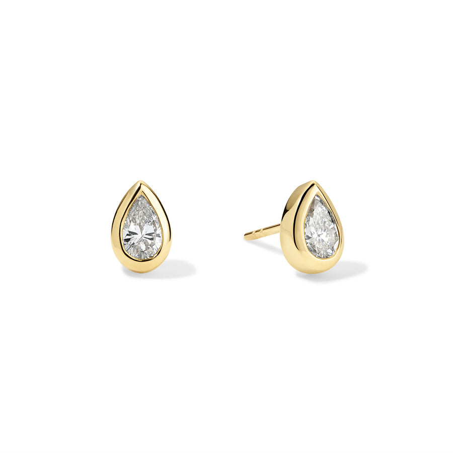 Pear Diamond Bezel Stud Earrings