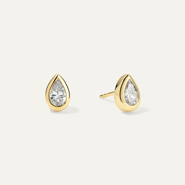 Pear Diamond Bezel Studs