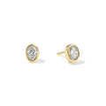 Oval Diamond Bezel Gold Stud Earrings