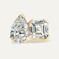 Asscher and Pear Diamond Toi et Moi Studs