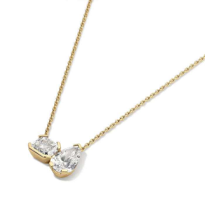 Asscher and Pear Diamond Toi et Moi Pendant