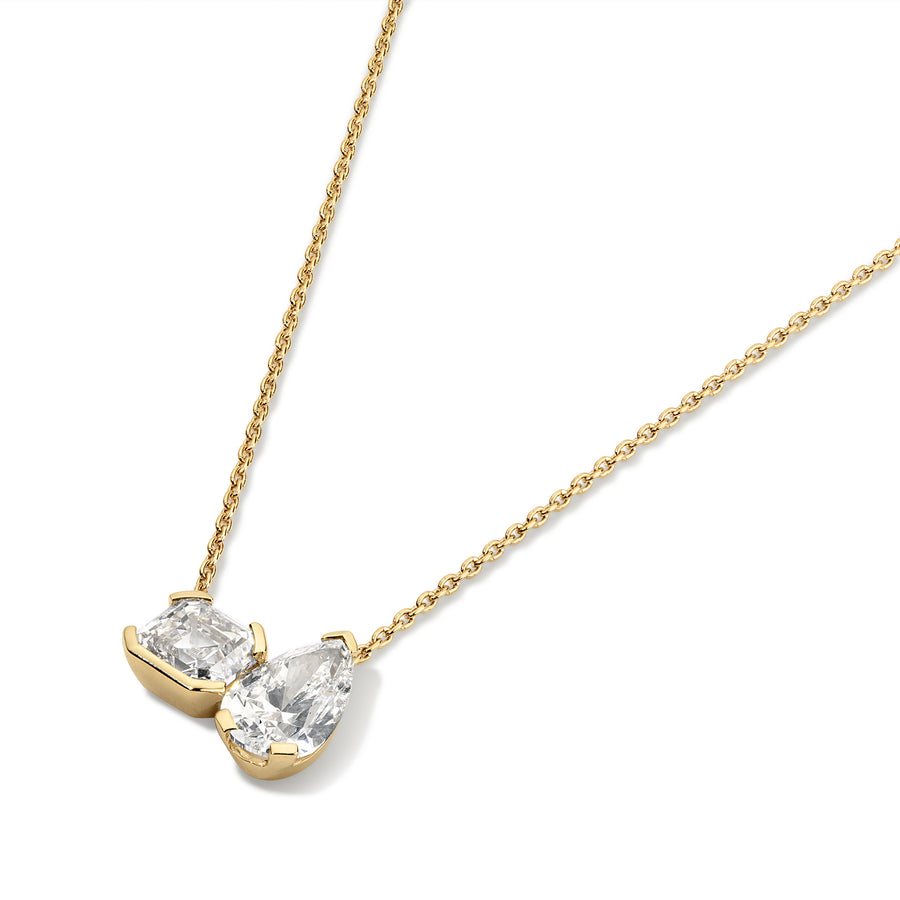 Asscher and Pear Diamond Toi et Moi Pendant